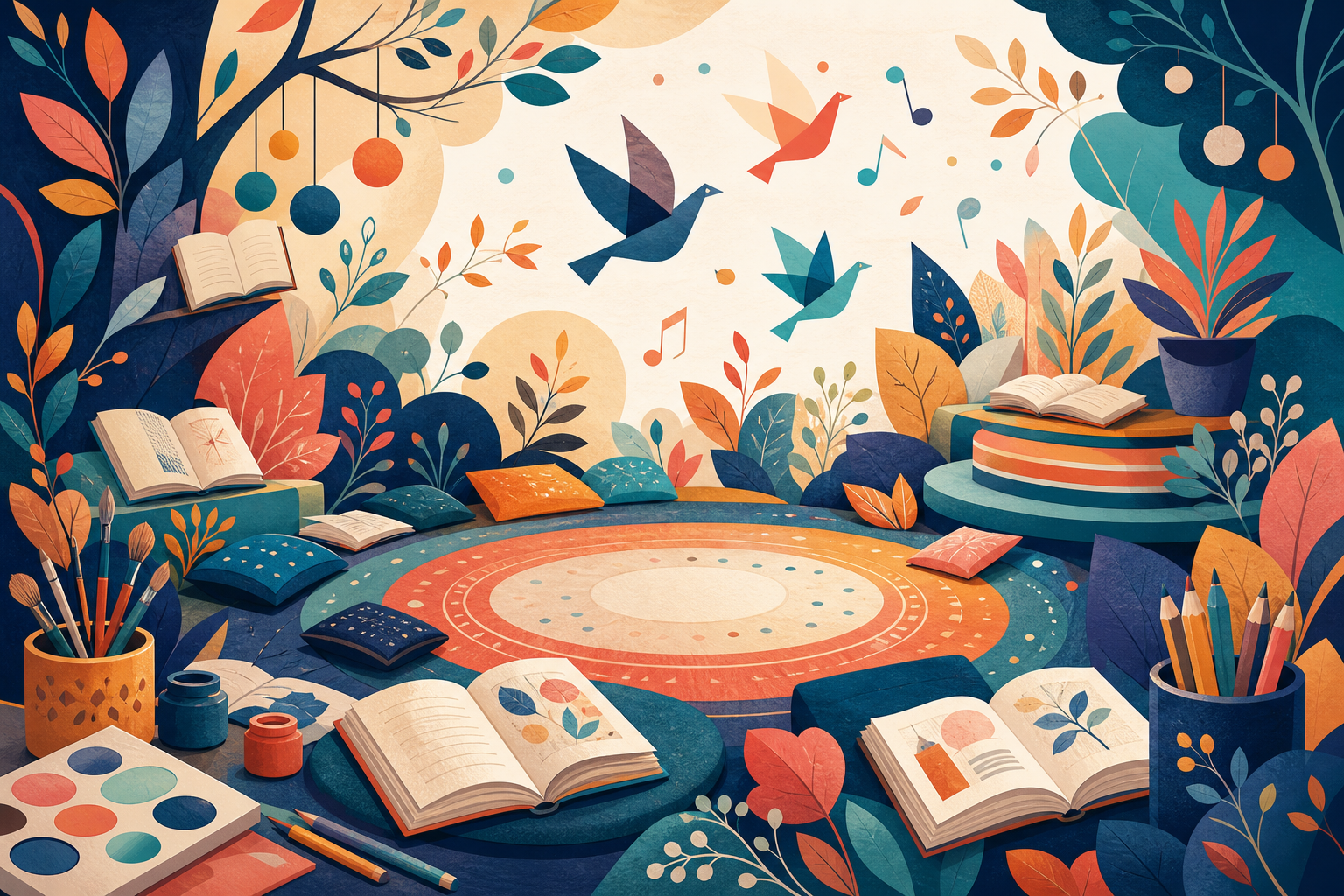 Ilustração fictícia para a notícia Clube Entrelinhas amplia encontros de leitura compartilhada